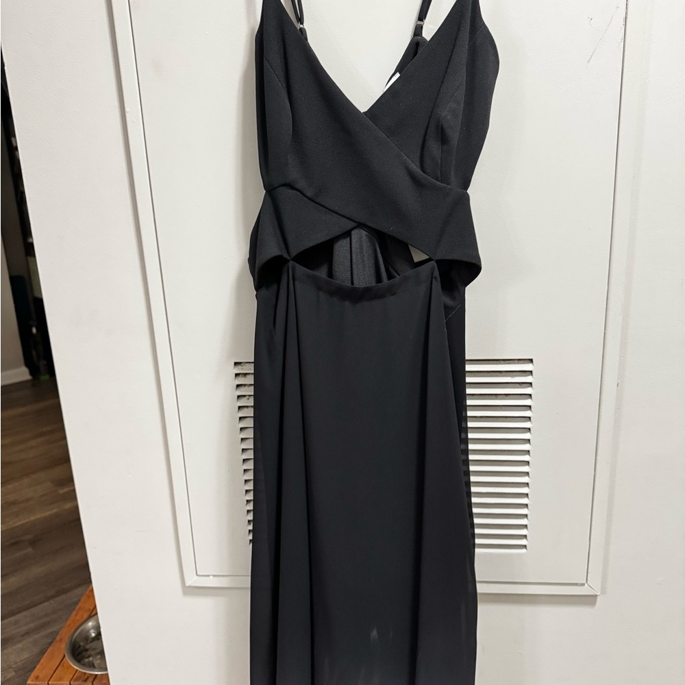Dress the Population Black Wrap Tie Front Cocktail Dress